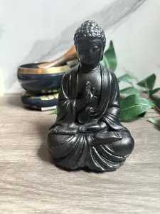 Black Buddha Concrete Statue, Handmade Full Body Meditating Figure, Chakra Balance, Home & Garden Decor, Home Alter, Self Care Gift