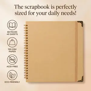 Scrapbook 80 Pages, Scrapbooking Supplies 8 x 8 In, junk journal Album Suitable for Album Memory Book Wedding, Anniversary Family, DIY Craft Projects (Brown)