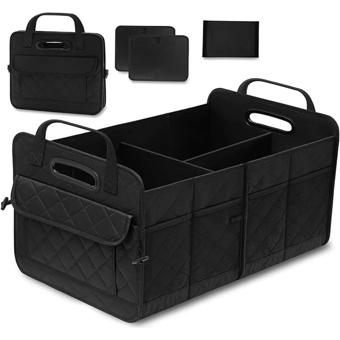 AOPHY Car Trunk Organizer, 75L Large Capacity Waterproof Auto Storage with Non-Slip Bottom Strips, Collapsible Cargo Organizer for Suv, Truck, Sedan, Portable Car Accessories for Women Men(Black)