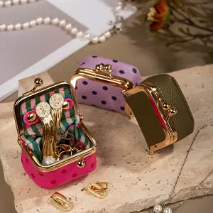 Mini Leather Organizer Pouch Kiss Lock Storage Bag ,Change Pouch,Small Jewelry And Coins Travel Dorm Daily Essentials box