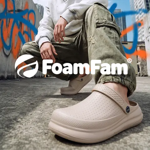 FoamFam Convertible Clogs 2in1 EVA Clogs for Men Women - Breathable Waterproof Indoor/Outdoor Work Shoes, Adjustable Heel, Thick Cushioned Sole, Hospital & Restaurant Comfort, All-Season Casual Footwear