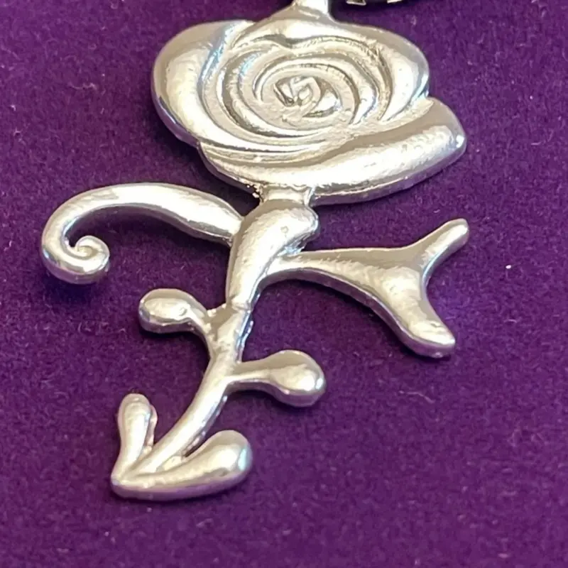 Prince Love Symbol Rose Pendant Necklace Purple Rain