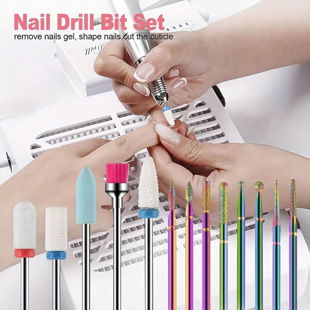 Professional Ceramic Nail Drill Bit Set, 1 Set High Performance Electric Home Nail Art Kit for Acrylic, Gel and Natural Nails, Essential Heat-resistant Tools, Nail Art Manicure, Nail Art Accessories, Nail Supplies