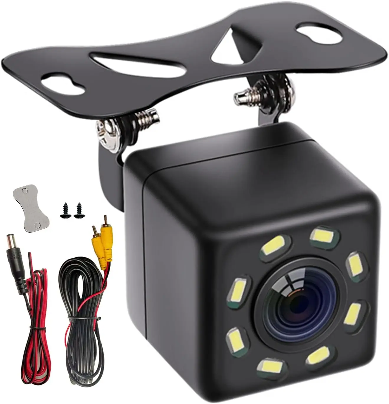 Universal Backup Camera - License Plate Mount  Reverse Camera with 8-LED Night Vision, 480p for /, Compatible with Pioneer Backup Camera Systems