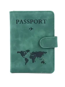 Travel Passport Holder PU Leather, Unisex with Credit Card Slots, Ticket Clip, Passport Case, Document Organizer, All Seasons Casual Style