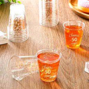 50pc Birthday Shot Glasses, Print, Elegant 'celebrate 50 Years' Design, Perfect for Men and Women Celebrations, Anniversary, Festive Events, Shot Glass Set