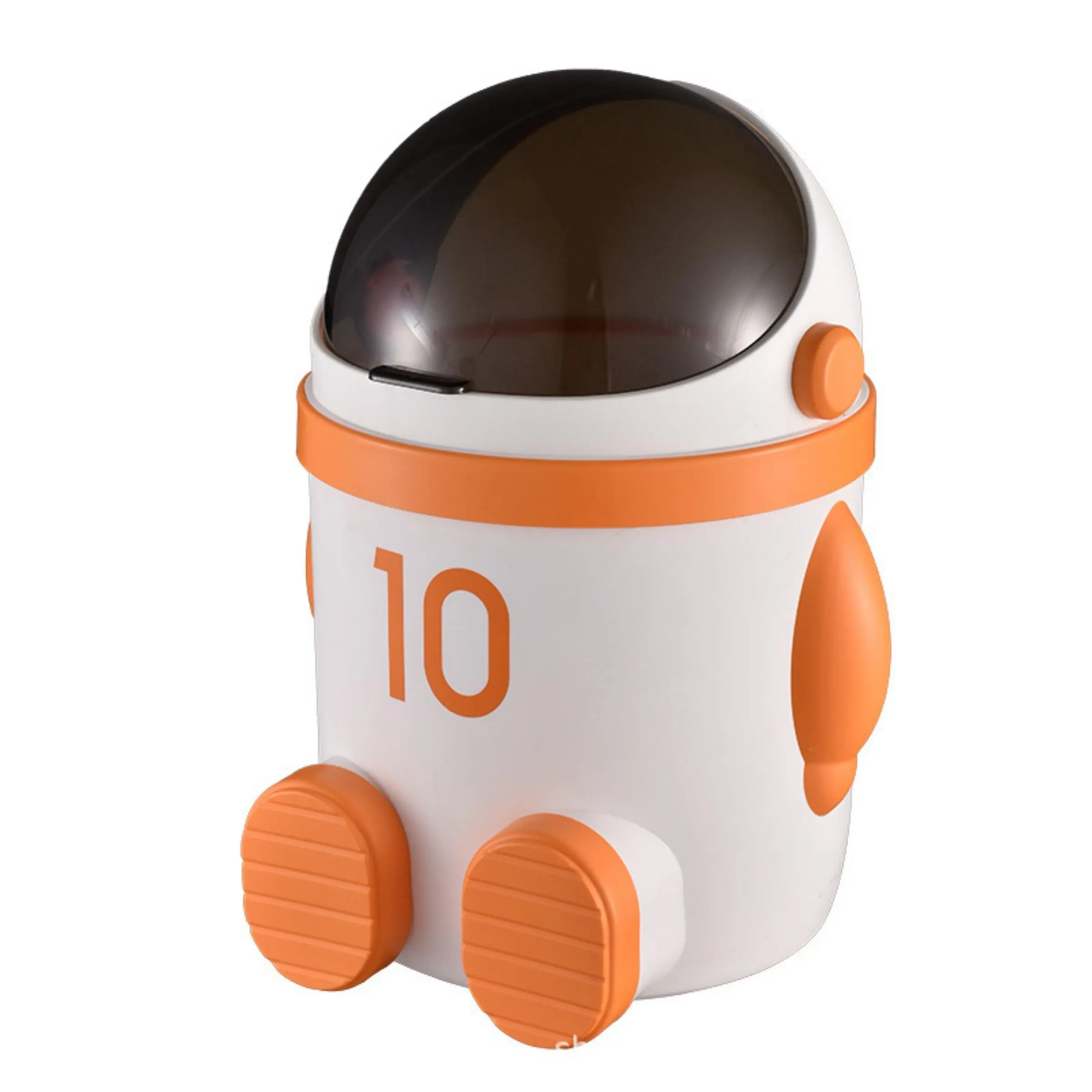 Creative Astronaut Design Trash Can, 10L Large Capacity Silent Slow-drop Lid Trash Can, Suitable for Living Room and Bedroom