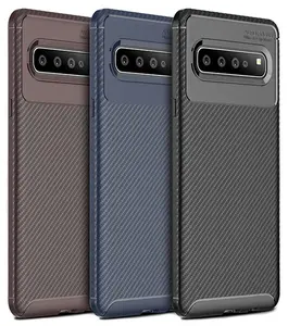 Case for Galaxy S10 5G, Nakedcellphone [CARBON FIBER SERIES] Flexible TPU Slim Cover [Anti-Shock, Anti-Fingerprint] for Samsung Galaxy S10 5G (SM-G977)