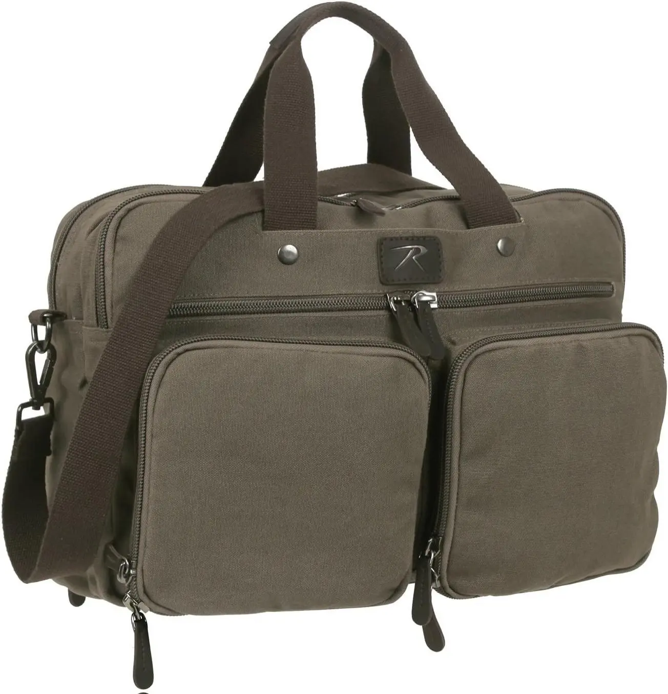 ROTHCO Olive Drab Canvas Briefcase Backpack - High-Strength Heavyweight Cotton Canvas, Zippered Details, 3 Carrying Options, Spacious Compartments for Work & Travel | Pocket Magnet, Functional Backpacks, Pocket Magnet Backpacks