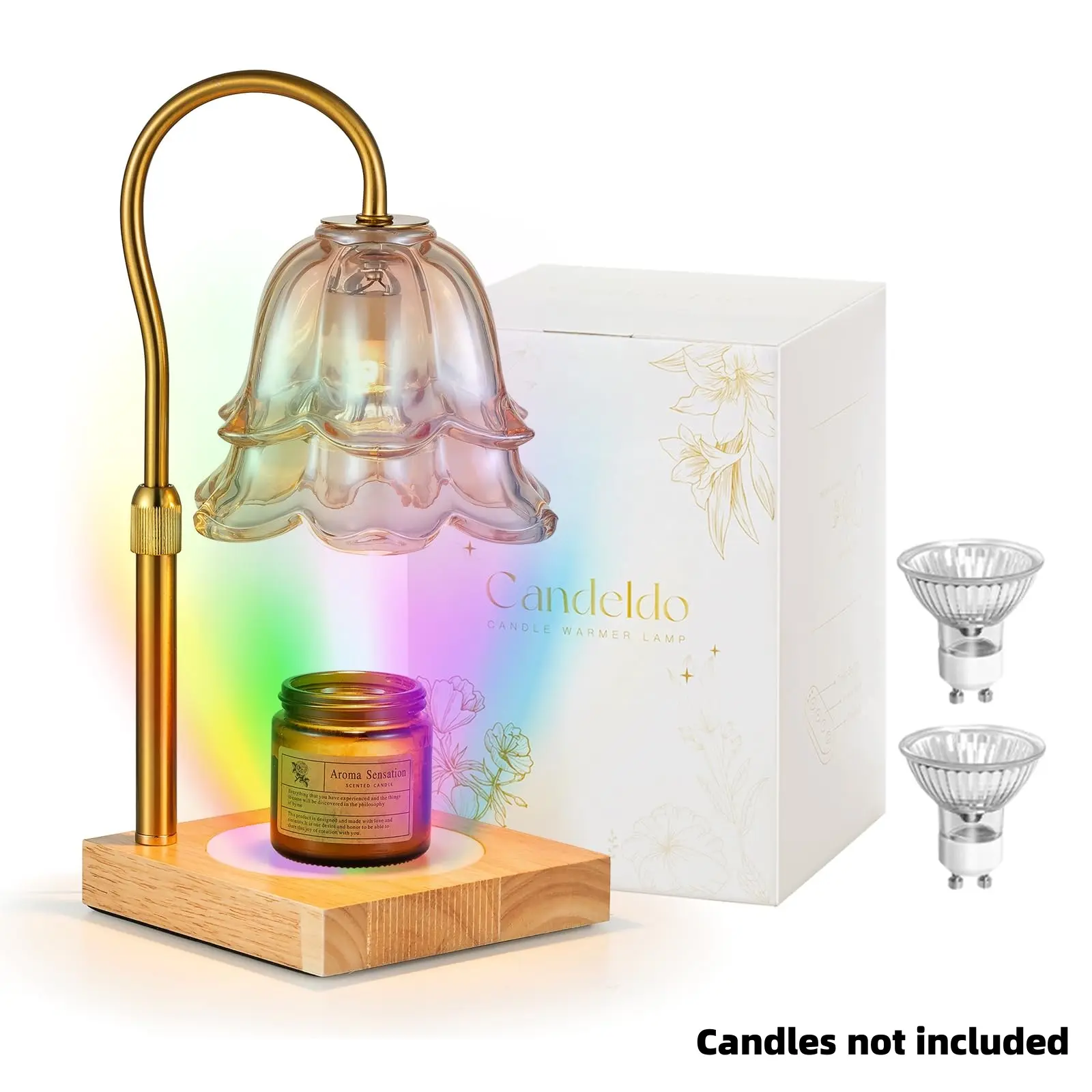 LED Changing Flower Candle Warmers: Dimmable Candle Burner  with 2 Blubs, Table Lamp, Wax Melt Home Decor Birthday, Mother's Day Gifts, Gift for Women, Ornaments Decoration Items Living Room