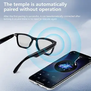 Smart Bluetooth Glasses With Anti-Blue Lenses Open Earphones Hands-Free Calling Comfort Safety Wearable Black Headsets Wireless Electronic Multifunctional Audio Sunglasses