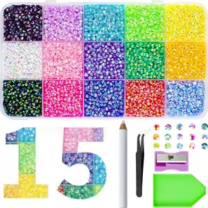 18000PCS 3mm Multicolor Flatback Rainbow Rhinestones, Bedazzling Crystal Gems for Crafts, Clothing, Shoes, Nail Art, Holiday Gifts