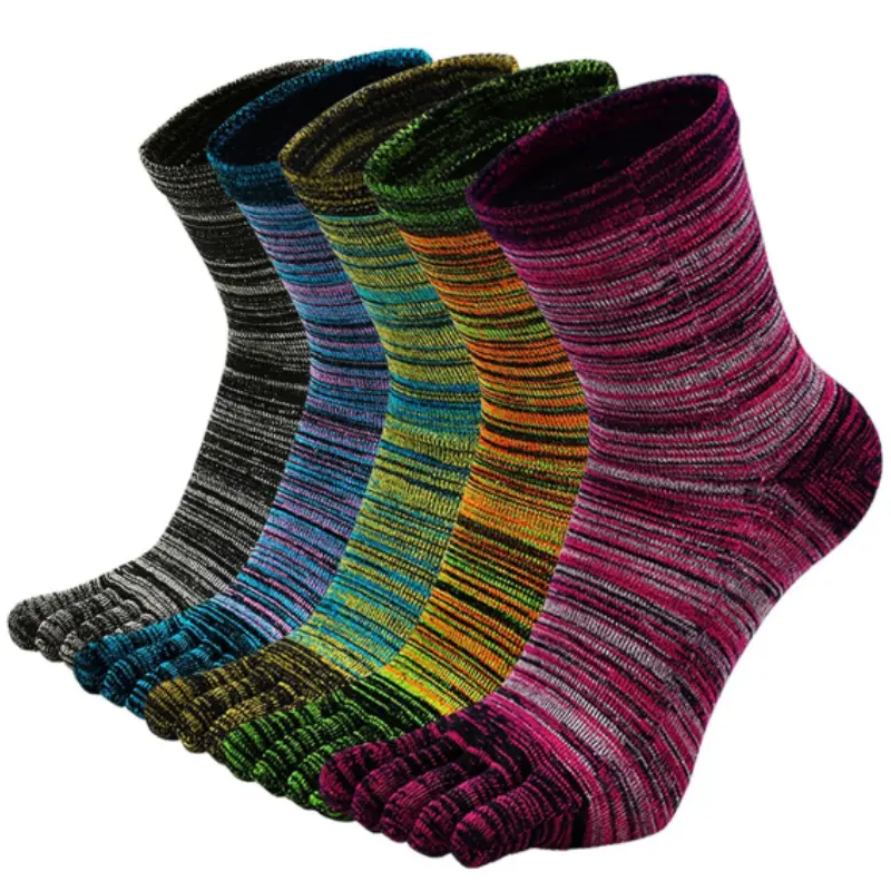 5 Pairs Mens Toe Five Finger Striped Sock, Thin style Running Athletic Cotton Ankle Sox