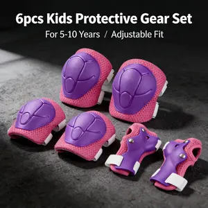 BAT DASH 6pcs Kids Protective Gear Set, Knee & Elbow Pads with Wrist Guards for 5-10 Years, Impact Resistant Gear for Skateboard, Cycling, Scooter, Skating - CPSIA Certified