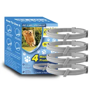 Natural Flea and Tick Collar for Dogs Cats, 4 Pack Adjustable Eco-Friendly Essential Oil Repellent, One Size Fits Most, Long-Lasting Protection