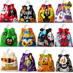 96 Pcs Halloween Treat Bags,Halloween Small Drawstring Candy Bags Goodie Bags Trick or Treat Bags Gift Bags,Classroom Party Favor Supplies