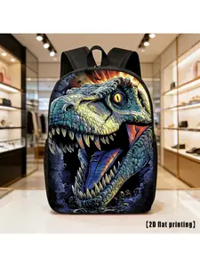 Dinosaur Print Large Capacity Backpack Suitable for Hiking, Commuting & Travel - Lightweight Laptop Bag with Adjustable Straps,, Frame & Zipper Closure, Unisex Bookbag for And