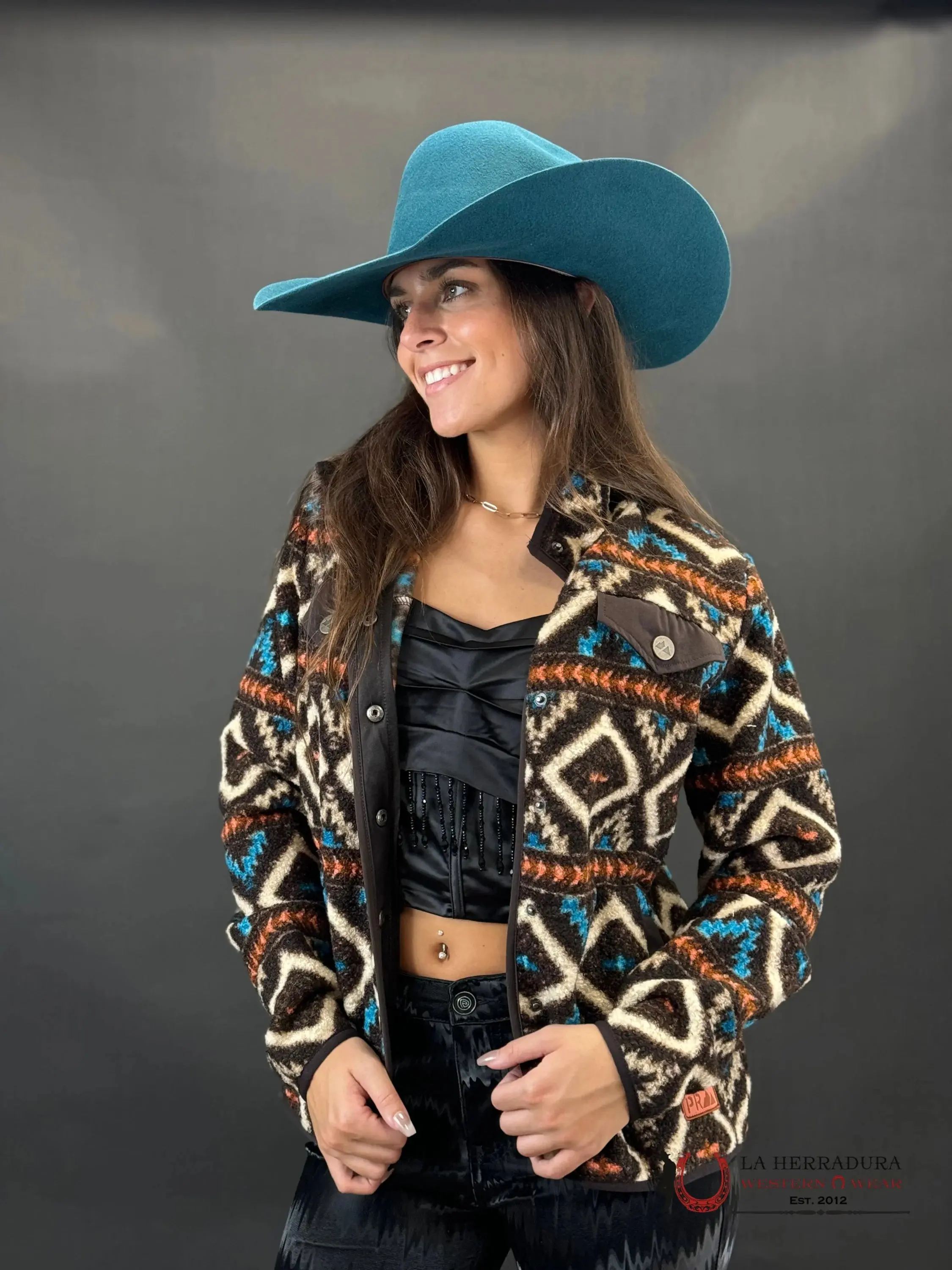 ROCK&ROLL WOMEN DARK BROWN AZTEC BERBER JACKET DW92C01511
