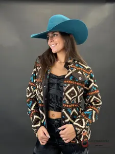 ROCK&ROLL WOMEN DARK BROWN AZTEC BERBER JACKET DW92C01511