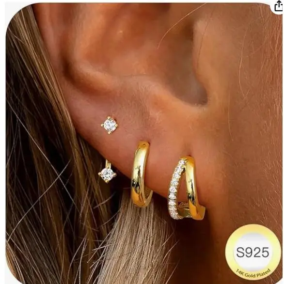 18K real gold   single ear three pack