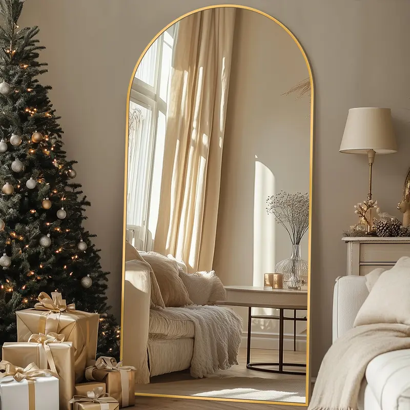 full  length mirror for christmas gift, 58*18-41*81in Multiple Sizes Arched Floor Standing Large Mirror Full Body Mirror with Stand for Bedroom, Hanging Mounted Mirror for Living Room
