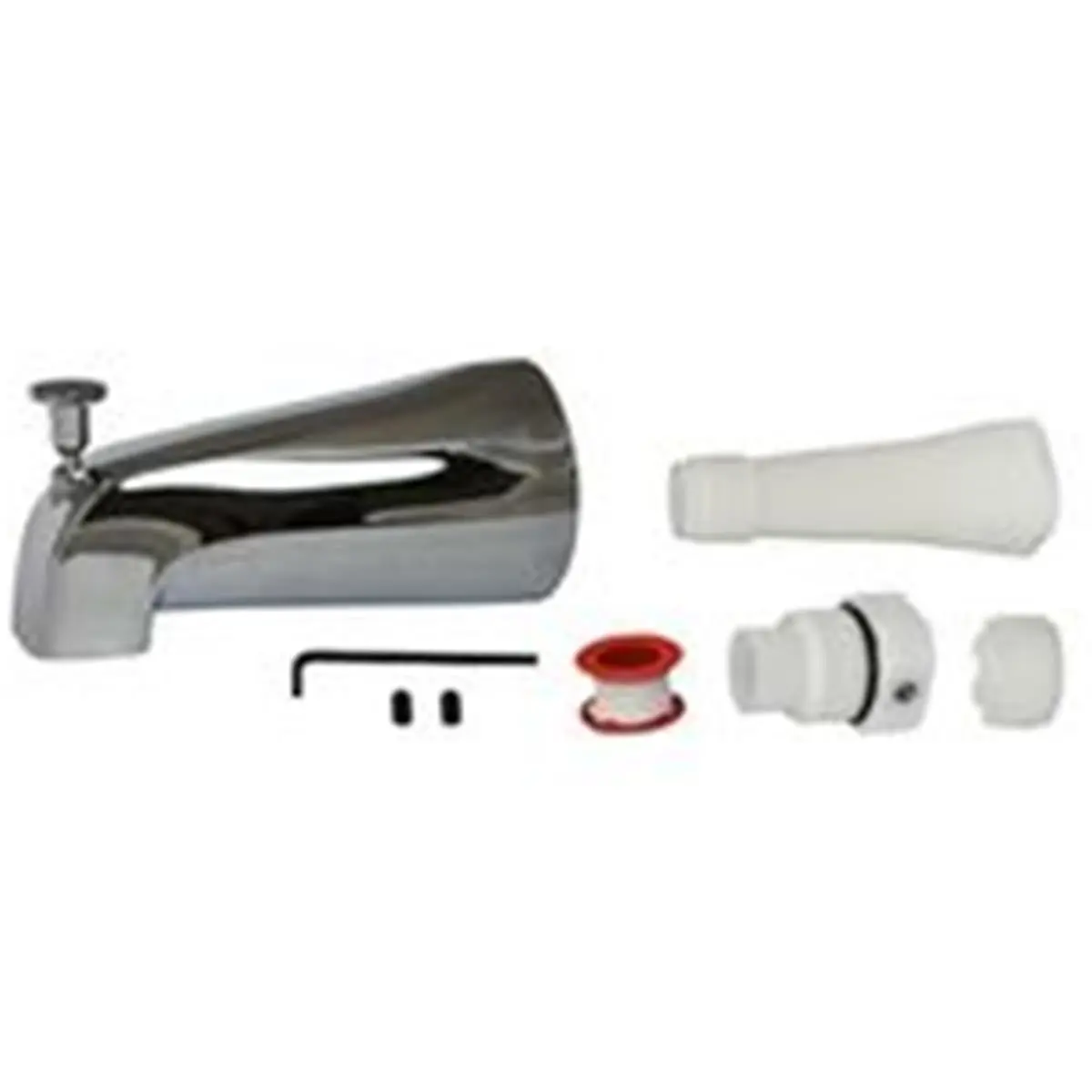 212 MAIN Universal Tub Spout with Diverter, Chrome, Chrome Finish, Front Diverter, Includes Adapters