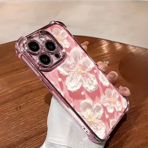 Applicable to Apple series.Fashionable Full Screen Floral Pearl Print Electroplated Soft Case Compatible for Samsung Galaxy A36 A16 A05S A56 A26 A03s A13 A05 A15 A14 A22 A23 A35 A55 A04 A25 A06 A50s A21s A12 A32 A50 A04s A52 A30s A52s A51 A11 A02s A53 A03