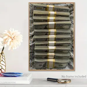 [2D Flat] Contemporary Art Deco Style Frameless Canvas Wall Art, 10 Million Dollar Bill Design, Watercolor Solid Color Poster for Home Office Bedroom Living Room Decor, Indoor Wall Hanging, Spring Summer Fall Room Accent, Wall Decor
