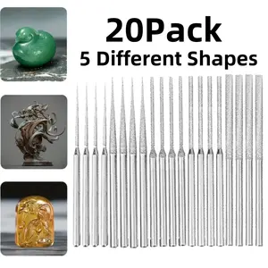 [Diamond Grinding Heads] 20 Pieces 1/8 Inch High-Precision Grinding Head Needle Bits Burrs - Rotatable and Durable Engraving and Carving Tool for Jewelry, Metal, Stone - Home Improvement.