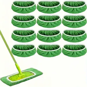 12 Pieces Of Advanced Mop Replacement Pad, Flat Mop Cloth, Washable And Durable Replacement Mop Cloth, Dust Removal Mop Head, Wet And Dry Dual-Use, Easy To Clean, Cleaning Supplies, Convenient And Durable