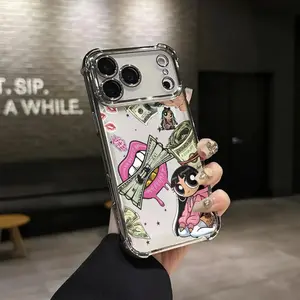 Money Girl Cartoon Style Phone Case for iPhone 17 AIR 17 PRO 16 PRO 15  PRO MAX  14 PLUS 13 PRO 12 11 series (silicone softshell) airbag anti-drop and shockproofmobile phone protective case, Accessories, Smartphone