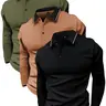3-pack men's POLO shirt lapel long-sleeved T-shirt spring and autumn simple retro casual men's wear daily outdoor sports light business outdoor running wear tops Menswear Menswear