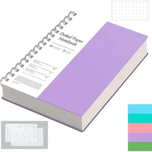 Dotted Journal Spiral Notebook, 300 Pages, A5 Small 5.7"x8.22", 100 GSM Thick Paper, Flexible Plastic Cover, 5mm Dot Grid Notebook for Journaling, Planning, Drawing, Writing,