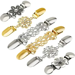 6-Piece Vintage Clothing Clip Set - Retro Sweater/Dress/Shawl Cinch Clips for Women's Cardigans & Tops (3-Size Adjustable Fasteners with Multi-Style Designs)