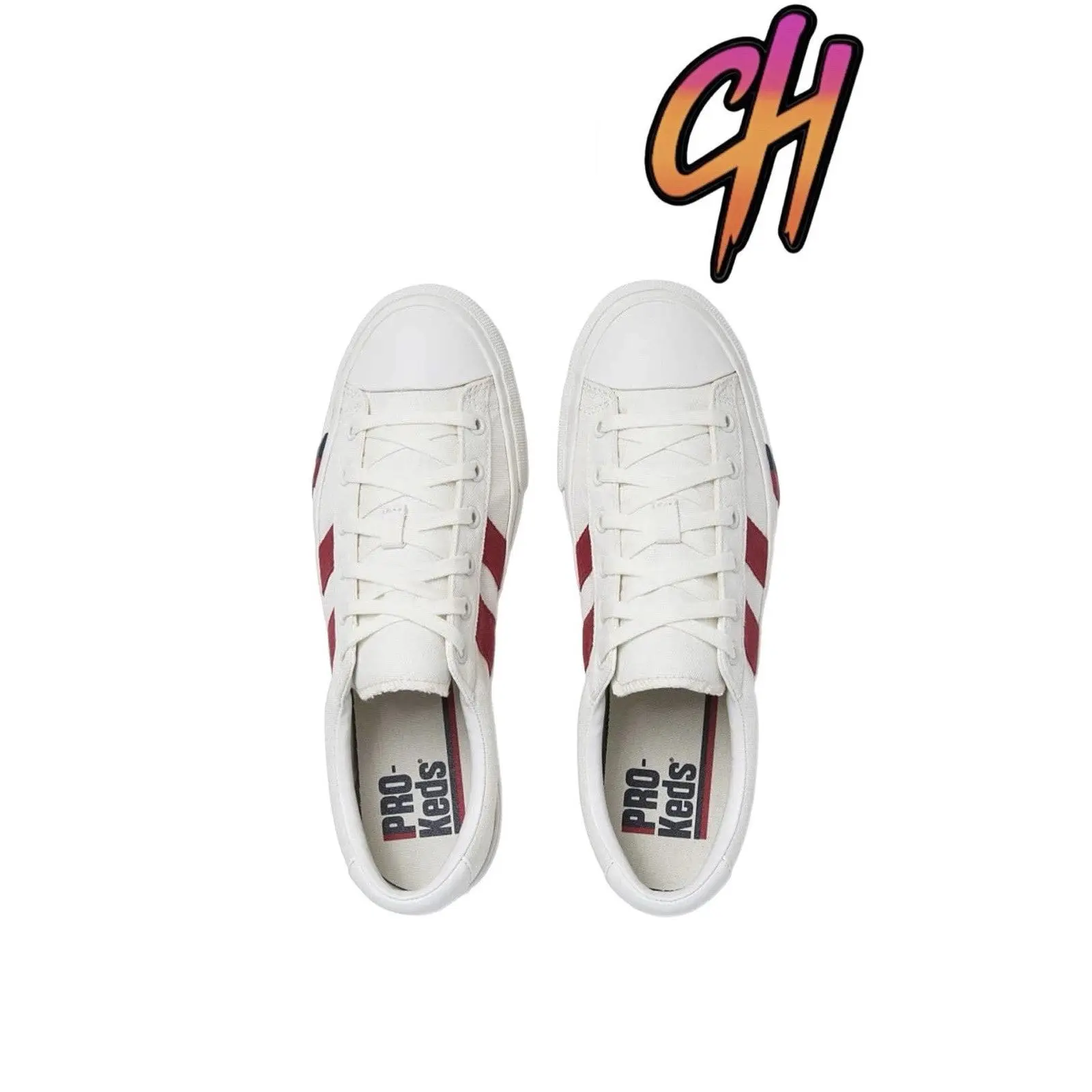 Pro-Keds Royal Plus Lace Up White Red Canvas Shoes Sneaker 