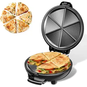 Electric Quesadilla Maker 9.5'' Quesadilla Press with Easy Slice 6 Wedge Non Stick Surface Locking Latch For Extra Stuffing Grilled Cheese Corn Flour Tortilla Snacks
