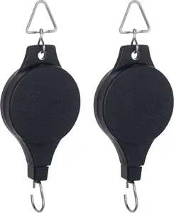 2 Pack Plant Pulley Retractable Hanger, Easy Reach Plant Pulley Adjustable Height Wheel for Hanging Plants Heavy Duty, Indoor Outdoor Plant Hanger for Garden Baskets Pots & Birds Feeder