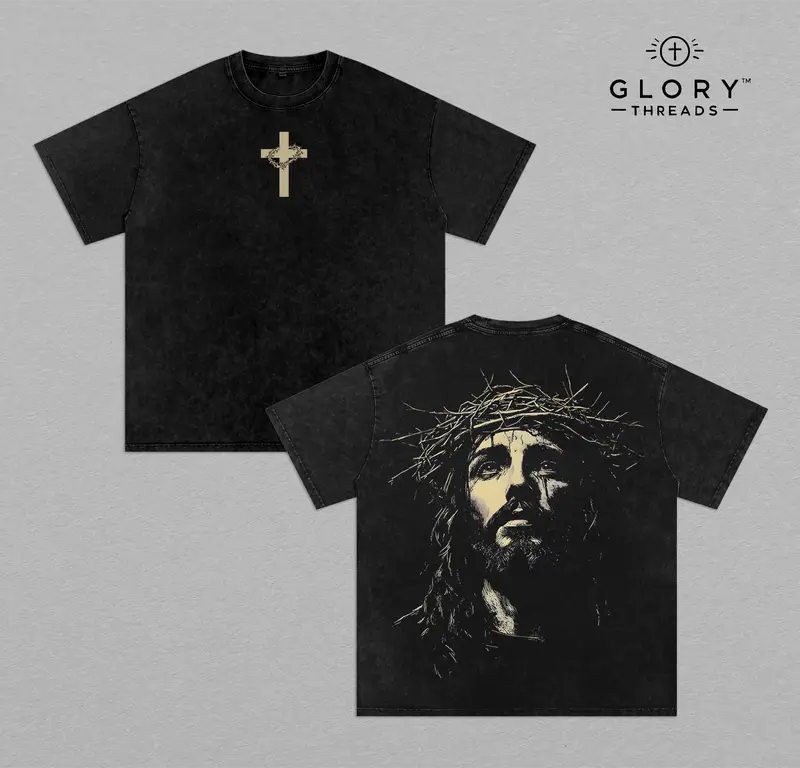 Jesus Crown of Thorns x Black Rose Tshirt & Hoodie Washed, God