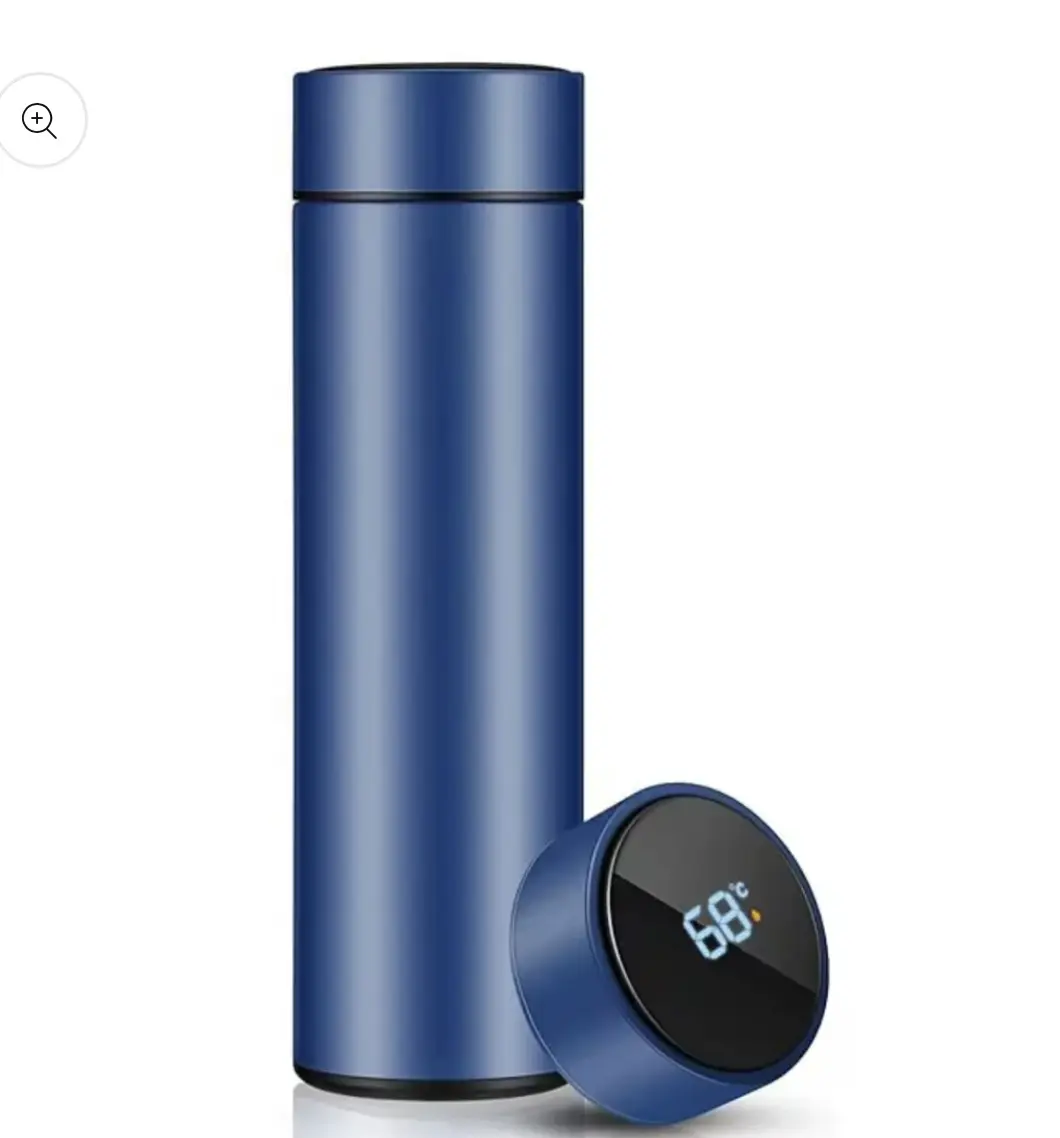 HydroGlow Smart Thermal Bottle with Digital Temperature Display Navy Blue Insulated Mug Anti-Scalding LED Indicator 304 Stainless Steel