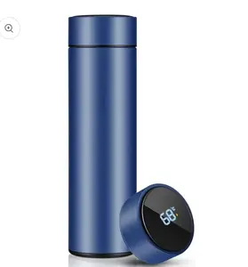 HydroGlow Smart Thermal Bottle with Digital Temperature Display Navy Blue Insulated Mug Anti-Scalding LED Indicator 304 Stainless Steel