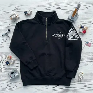 Artemis II To The Moon Embroidered Quarter Zip, Astronaut Quarter Zip, NASA Quarter Zip, Space Lover Gift