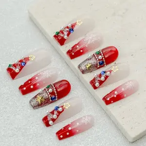 Merry Magic Press On Nail - Christmas Gifi, Handmade, Reusable, Salon Nail, acrylic nails