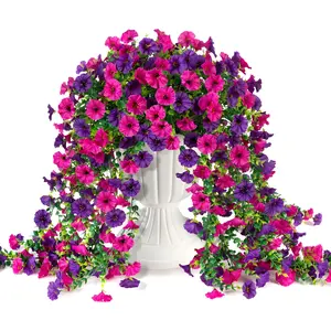 2Pcs Artificial Flowers Vine Morning Glory Wedding Bridal Home Room Table Festival Decor Outdoor Yard Garden Arch DIY Gift Box