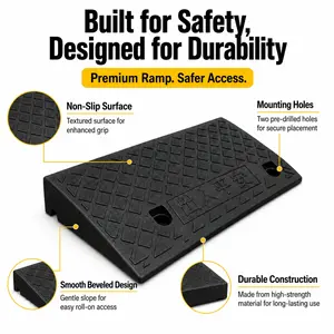 1PC Portable Threshold Ramp 7cm / 2.8 Inch Height, Non-Slip Rubber Doorway Curb Ramp for Wheelchair, Scooter, Car, Motorcycle & Garage Access