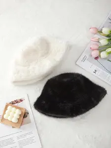 VVZ Solid Color Plush Bucket Hat, Casual Outdoor Hat for Women & Men, Fashion Accessories for Daily Wear TikTokShopBlackFriday