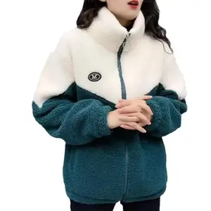 Women’s Color‑Blocked Thickened Lamb Fleece Long‑Sleeve Mid‑Length Quilted Autumn/Winter Warm Outerwear