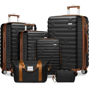 6-piece luggage set with luggage bag, hard expandable luggage compartment, TSA lock with rotating wheels, super smooth zipper, long and short distance travel artifact