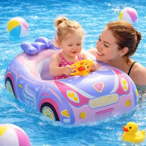 3D Car Baby Pool Float Heavy Duty Infant Swim Float for Toddlers 12-48 Months (1-4 Years) Pool Floats for Boys & Girls