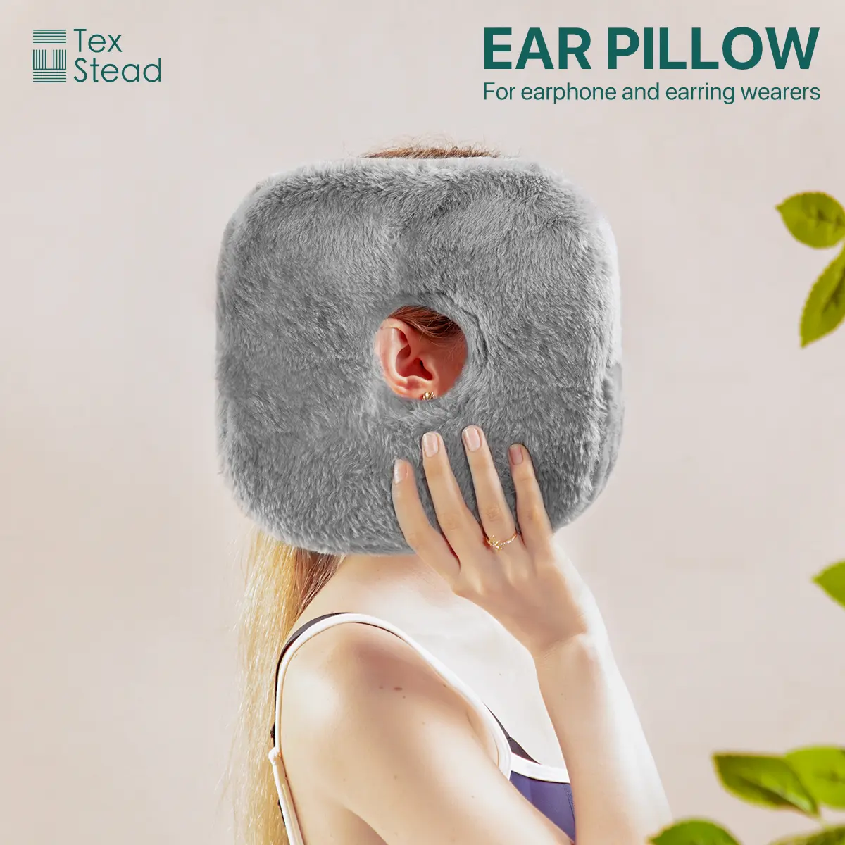Ear Pillow for Side Sleeping, Ear Hole Piercing Pillow Memory Foam Fluffy Pillows for CNH and Ear Pain Ear Inflammation Pressure Sores, Travel Side Sleepers Soft Cooling Supportive