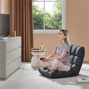 Yaheetech gaming chair Floor Folding Chair with Back Support, Padded Folding Sofa with 14 Adjustable Backrest Adults Recliner Floor Seating Lounge Chair